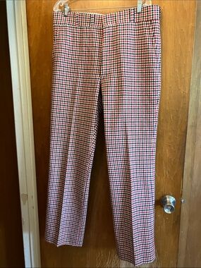 Vintage Wool Corbin  Men's Red & Navy Gingham Slacks 36” X 32”